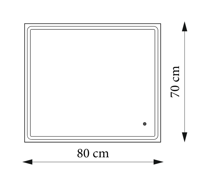 Дзеркало Aqua 80x70 88-Hra80s70-CWDd-mA з чорним профілем і Led підсвічуванням