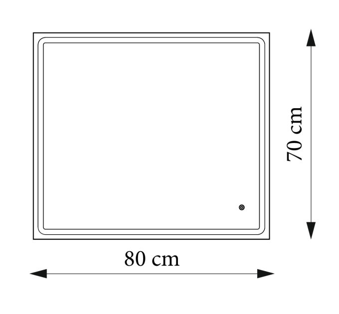 Дзеркало Aqua 80x70 88-Hra80s70-CWDd-mK з профілем матовий алюміній і Led підсвічуванням