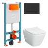 Інсталяція VitrA V-Fix Core з клавішею Root Square Flush Plates чорний мат і унітаз Integra Square Rim - Ex