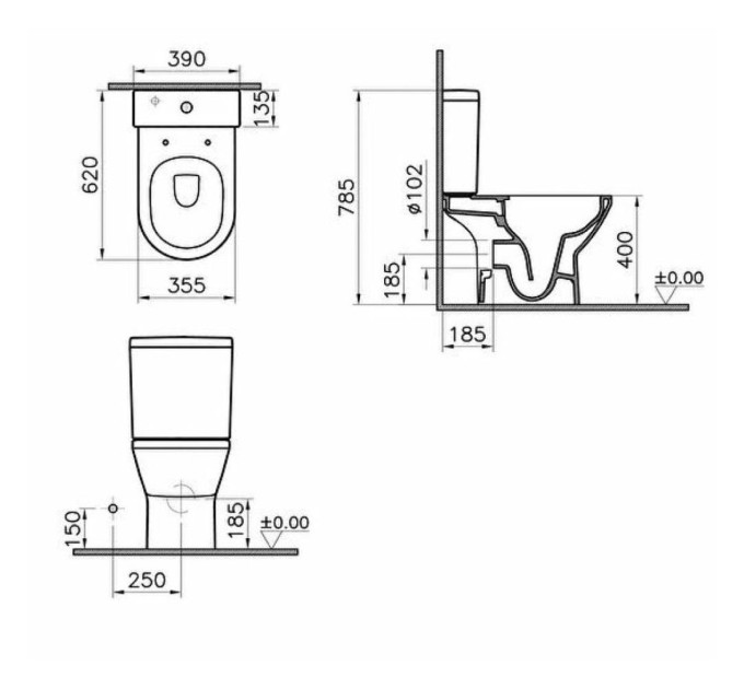 Унітаз підлоговий VitrA Integra Rim – Ex 88-9833B003-7209 з бачком та сидінням Soft Close