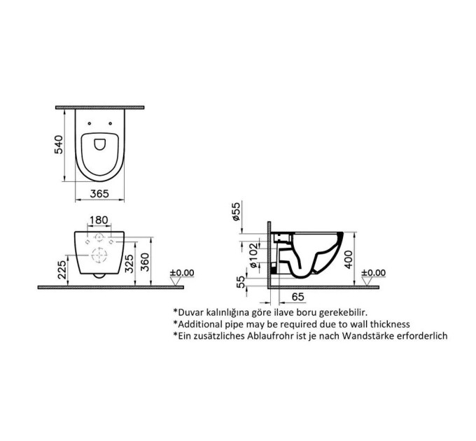 Унітаз підвісний VitrA Sento Rim - Ex 88-7748B003-7205 з сидінням Soft Close