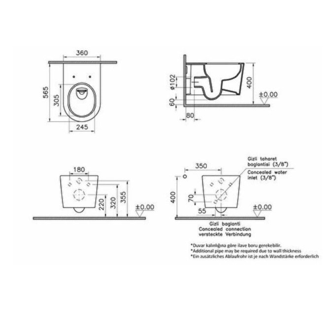 Унітаз подвісний VitrA Nest QuaFlush 88-7870B403-7205 з сидінням Soft Close