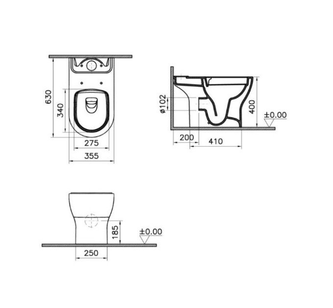 Унітаз підлоговий VitrA Mia R SmoothFlush 88-9867B003-7205 з бачком та сидінням Soft Close