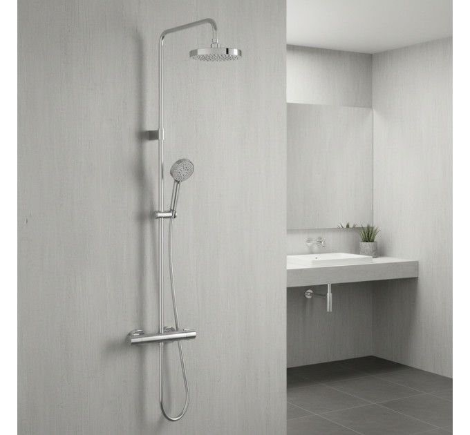 Душова система з термостатом VitrA AquaHeat Base Round 200 хром 88-A47305EXP