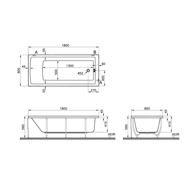 Ванна акрилова VitrA Neon 180x80 88-55840001000