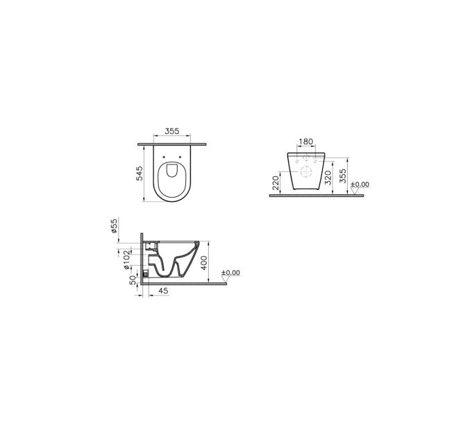 Унітаз підвісний VitrA Integra чорний мат Rim – Ex, зі сидінням Slim Soft Close