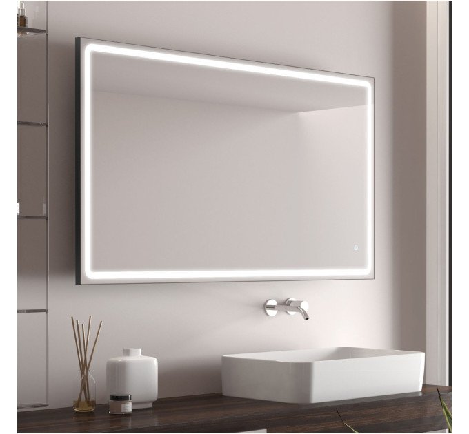 Дзеркало Aqua 100x70 88-Hra100s70-CWDd-mA з чорним профілем і Led підсвічуванням