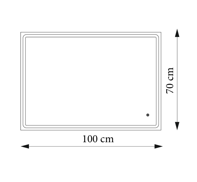 Дзеркало Aqua 100x70 88-Hra100s70-CWDd-mK з профілем матовий алюміній і Led підсвічуванням